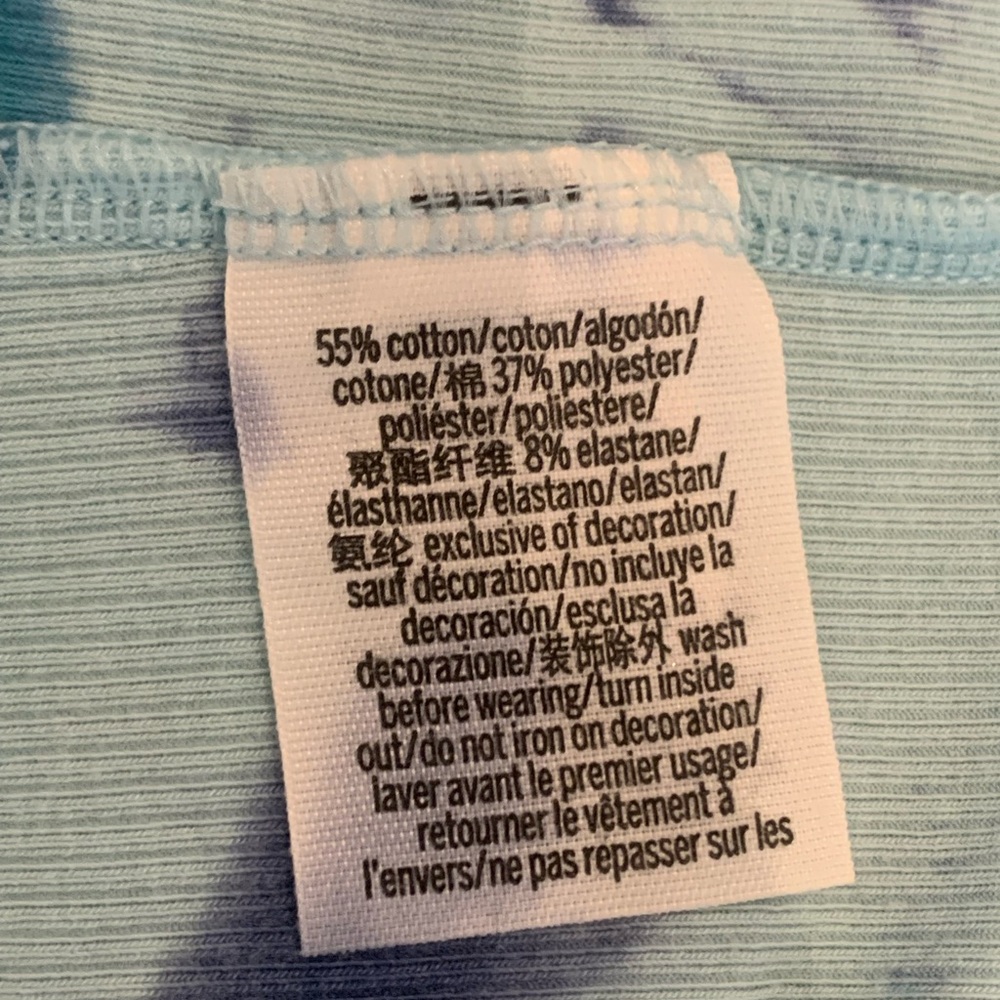 NWOT! VS PINK Blue Tie-Dye Crop Button Front T-Shirt - Picture 5 of 6